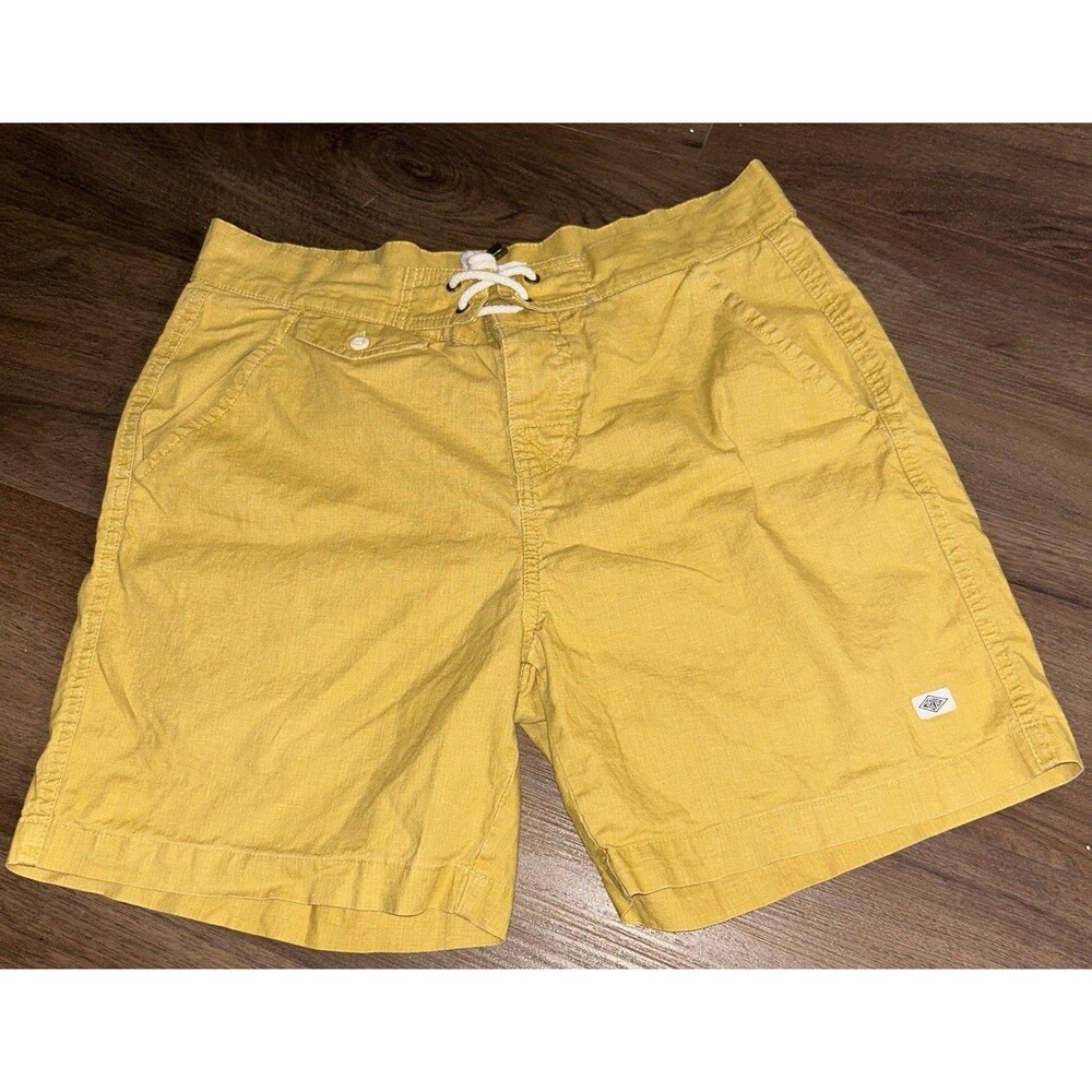 McTavish Sz 30 Mustard Yellow Organic Cotton Drawstring Shorts Surf Beach Casual